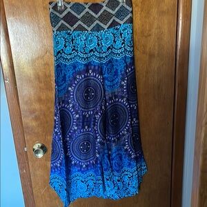 Bohemian Blue and Purple Maxi Skirt